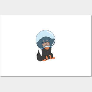 Cavalier King Charles Spaniel - Black and Tan in Space Posters and Art